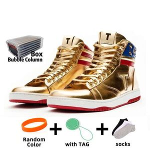 Casual schoenen Box T met TRUMP The Never Surrender High-Tops Designer 1 TS Gold Custom Heren Outdoor Sneakers Comfort Sport Trendy Veterschoenen