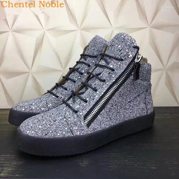 Zapatos informales Marca Chentel Noble Men Party Flats Flats Lace-Up Zipper Sneakers de alta calidad masculina gran tamaño