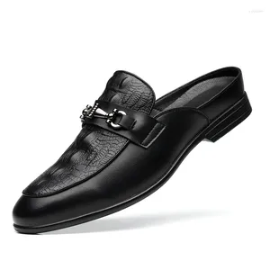 Casual Schoenen Merk Half Krokodil Patroon Lederen Mannen Muilezels Sapato Sociale Masculino Mocassin Homme Chaussure