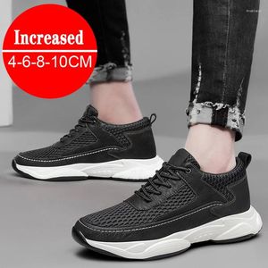 Casual Schoenen Ademende Sneakers Man Lift Hoogte Verhogen Binnenzool 8 cm Zwart Langere Mannen Vrije tijd Mode Sport Plus Maat 37-44