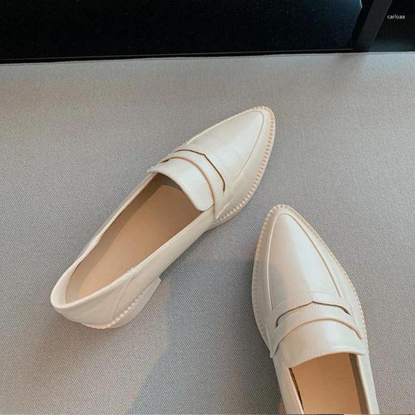 Chaussures décontractées Brief Style Point Toe Small Leather Woman Slides Locs épais Bottands Blogues Mules Femme Espadrilles Flats 2024