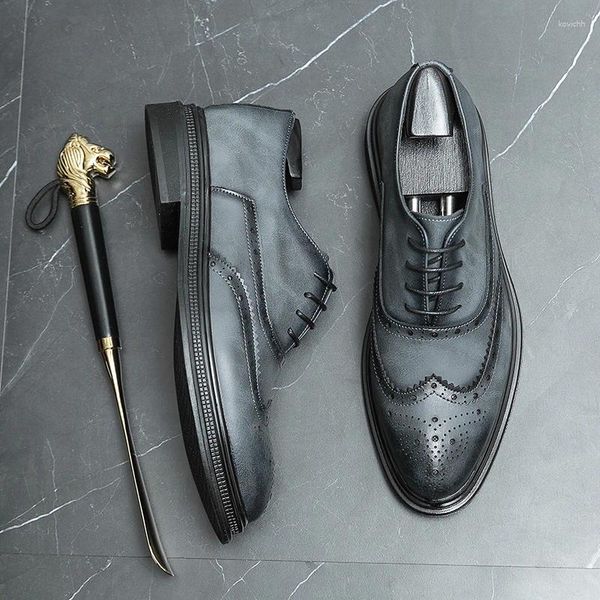 Chaussures décontractées Style britannique hommes d'affaires classique richelieu à la mode polyvalent travail de déplacement bout pointu