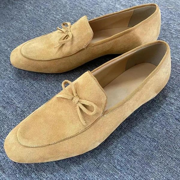 Zapatos casuales Men británico Men de gamuza Bowtie Summer Flats Slip On Mocassins de cuero conduciendo mocasines