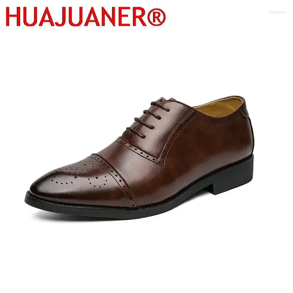 Chaussures décontractées Brogue Men Fashion Fashion Business Men's Cuir Oxford For Brown Robe Elegant Handmade Footwear