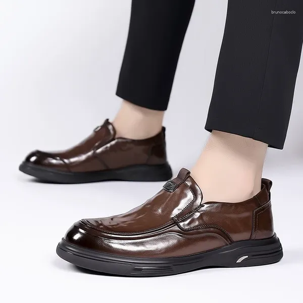 Chaussures décontractées marron en cuir de haute qualité oxford hommes affaires soft seme
