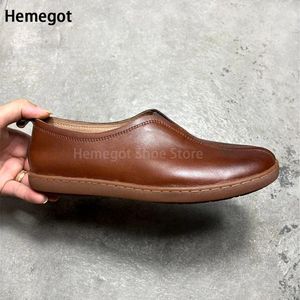 Casual schoenen bruin lederen heren ademende koehide Chinese stijl retro zwart handgemaakte mocassins hoogwaardige schoen