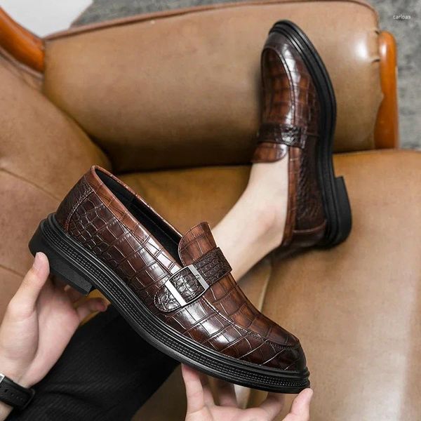 Chaussures décontractées Brown Mands Hommes Crocodile Modèle Slip-on pour Zapatos de Hombre