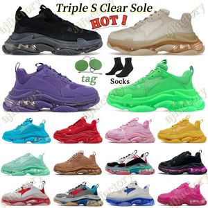 Zapatos casuales Burbuja Bottom Sneakers Black Pink Neon Verde Viejo Beige Amarillo Abuelo Mujeres Mujeres Papá 1fw Triple S Clear Sole Chaussures Qff