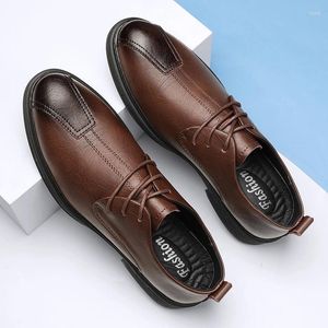 Zapatos Casuales Cuero De Negocios Formal Simple Hombres Estilo Británico Pisos Masculinos Ocio Caminar Conducir Calzado Cómodo Oxford