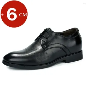 Chaussures décontractées en cuir pour hommes, souliers d'affaires, ascenseur formel, semelle intérieure augmentée de 6CM, bureau britannique, noir, mode loisirs Oxfords