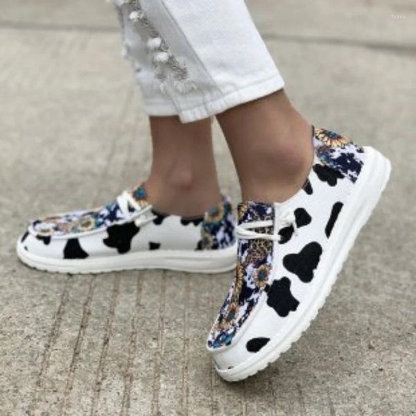 Zapatos informales de lona para mujer, zapatillas planas ligeras sin cordones, mocasines de tela transpirables de verano para mujer, mocasines con estampado de diseño de marca