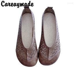 Chaussures décontractées Careaymade-Litrature Art Retro Sandales à la main Flat Hollow Out confortable Summer Soft Trou Fomen's Soft