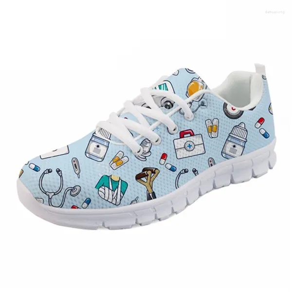 Chaussures décontractées dessin animé imprimé jogging jogging women mesh baskets pour adolescents filles respirantes en lacet up sneaker dames