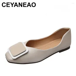 Chaussures décontractées ceyaneao 2024 Fashion printemps Femmes Green beige rose ballets farts bureau dame bateau coréen plus taille alpargatas