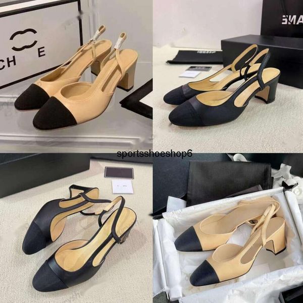 Chaussures décontractées Channe Femmes Slingbacks Chaînes de sandales Ballet Flats Espadrilles Ballerinas Sandals Ladies Party Robe de mariée chaussures Chunky High Heels Slipper669