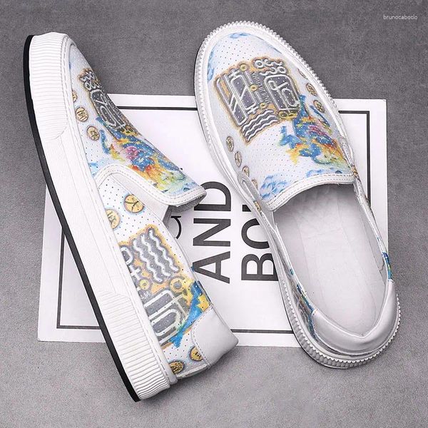 Zapatos informales Graffiti Graffiti White Foot Loquers Board Fashion Fashion Penny Low Top Single