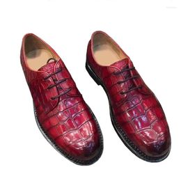 Chaussures décontractées Chue Men Sheos Crocodile Shoe En cuir de mariage Business Business Leisure Lace-Up Rubber Soles