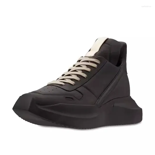 Zapatos casuales Tacón grueso Hombre Deportes Altura creciente Hombres Diseñador de zapatos negros Bota de tobillo de combate para hombre