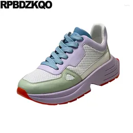Chaussures décontractées Traineurs Chunky Sport Purple Mesh Brand Breathable Creepers Plateforme Femmes Muffin Salle Sole Sneakers Céde
