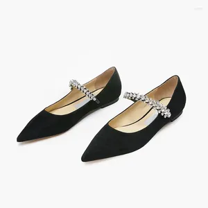 Chaussures décontractées classiques noires pour femmes, strass d'été Muller, bout pointu, talons bas plats, taille confortable