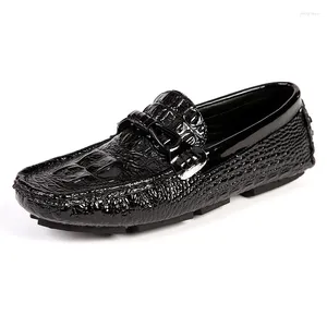 Zapatos casuales clásicos de cuero italiano patrón de cocodrilo mocasines hombres transpirables de alta calidad conductor de verano zapatos zapatos hombre