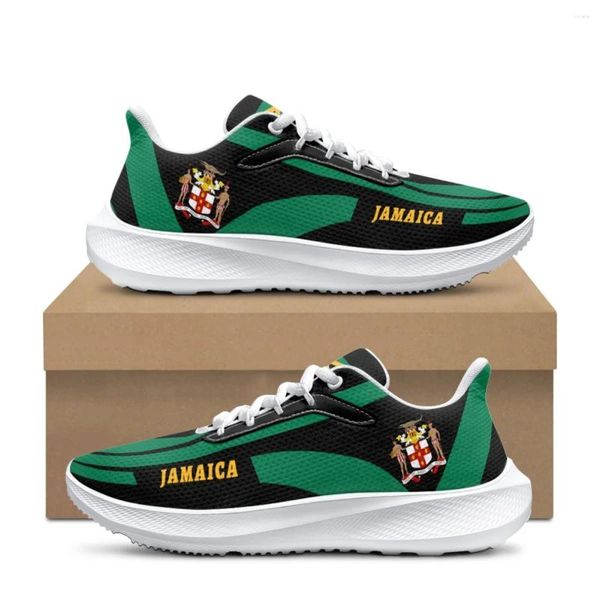 Zapatos casuales clásicos jamaica bandera emblema patrón zapatillas de cordón ligero