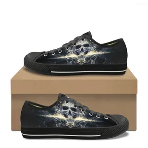 Zapatos informales Classic Low Top Canvas for Women Summer Outumn Comfort Breathable Outdoor Running Gothic Skull Se estampar Zapato