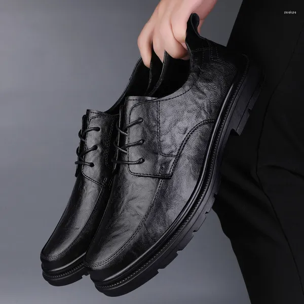 Zapatos informales clásicos para hombre, vestido Formal de cuero Original, piel italiana para negocios elegantes, zapato Social de lujo para hombre