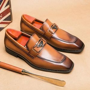 Casual schoenen klassieke penny loafers echt koehide zakelijke formele slijtage bruine handgemaakte slip-on Italiaanse stijl kantoor