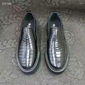 Chaussures décontractées Classique Plaine Couleur Noir Authentique Véritable Peau De Crocodile Hommes Mocassins Véritable Alligator Exotique En Cuir Mâle Slip-on Flats