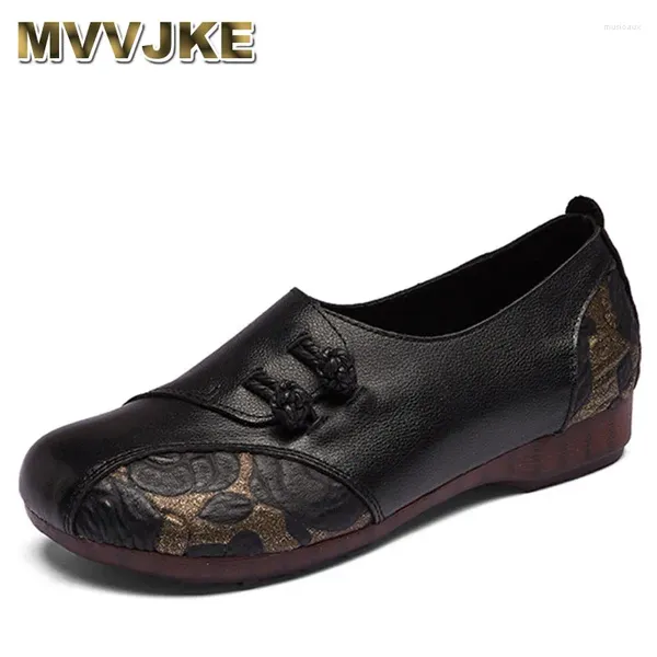 Zapatos casuales Impresión clásica Color de hechizo de cuero genuino Flats Soft Sole Comfort Flat Elegant Shoe