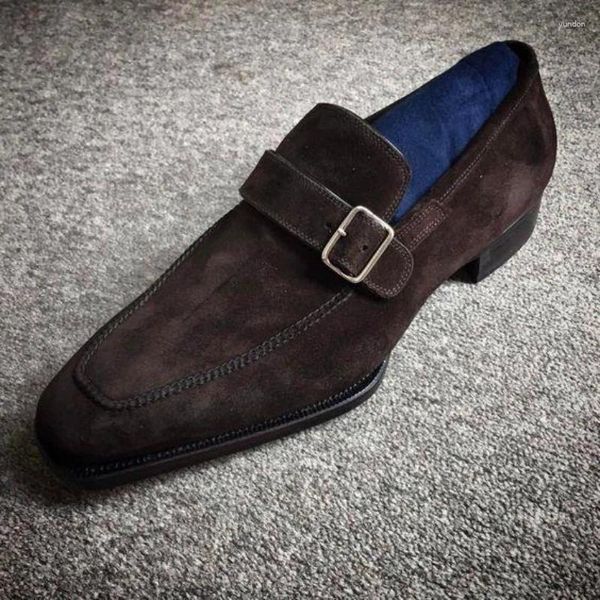 Zapatos Casuales Café Hombres Mocasines Flock Slip-On Transpirable Hecho A Mano Chaussures Pour Hommes