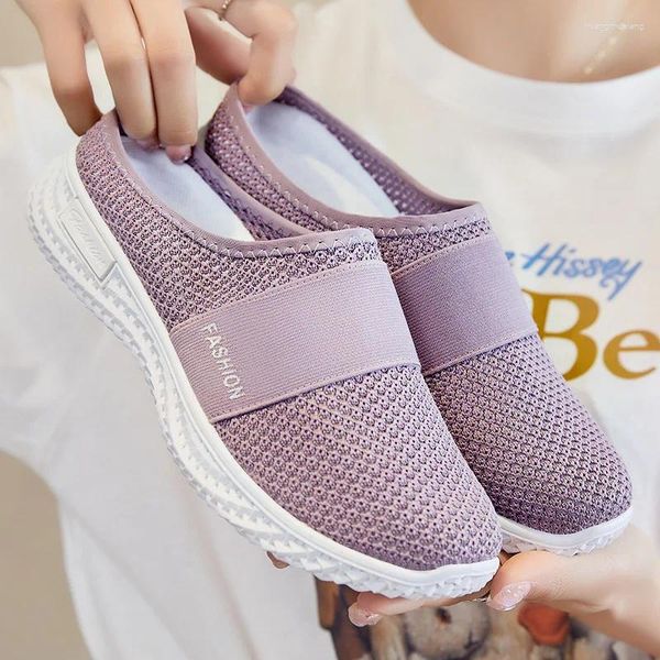 Zapatos informales cómodos, ligeros y transpirables, media zapatilla para mujer, zapatillas de deporte de diseñador de lujo para mujer, venta al por mayor