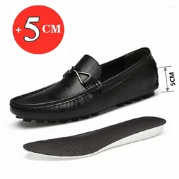 Chaussures décontractées Mentes confortables Locs / 5 cm baskets d'ascenseur noir brun noir doux en cuir plat augmentant hauteur