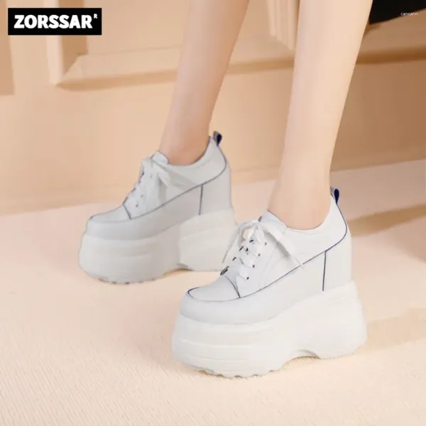 Chaussures décontractées Cow cuir calendrier pour femmes Luxury 2024 Brand Design Femme Chunky Vulcanie High Heel's Little White