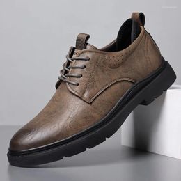 Zapatos casuales de cuero de vaca cuero para hombres grandes cabeza de encaje de encaje chaussure hommes Herren Schuhe Sapatos Sociais Masculino