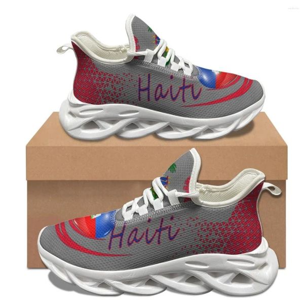Zapatos informales creativos de la bandera haití plataforma de diseñadores adolescentes parejas baloncesto transpirable al aire libre zapatillas de zapatillas