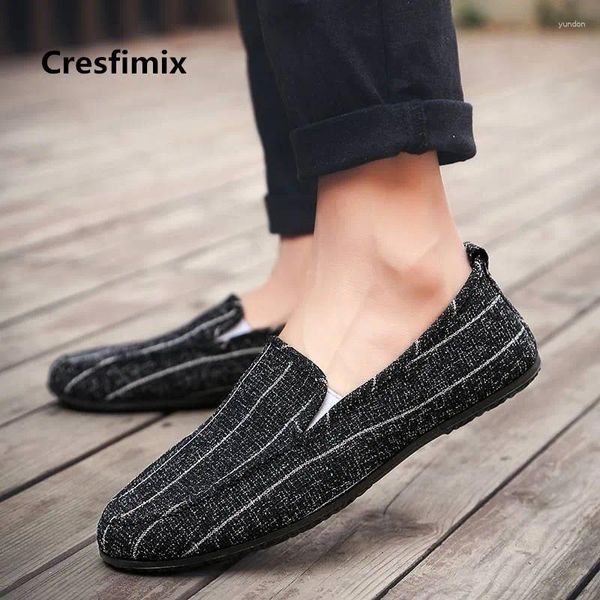 Zapatos informales Cresfimix Conductor masculino Slip On Men Leisure Gran tamaño Black Stripe's Man's Cool Coltoso Paño A2882