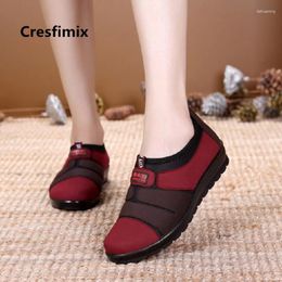 Casual schoenen Cresfimix vrouwen mode zachte comfortabele slip op loafers lady street dance vrouwelijke retro rode zapatos a2677