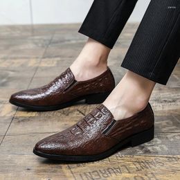 Chaussures décontractées motif Crocodile pour hommes, mocassins en cuir de luxe, robe d'affaires, grande taille 38-46