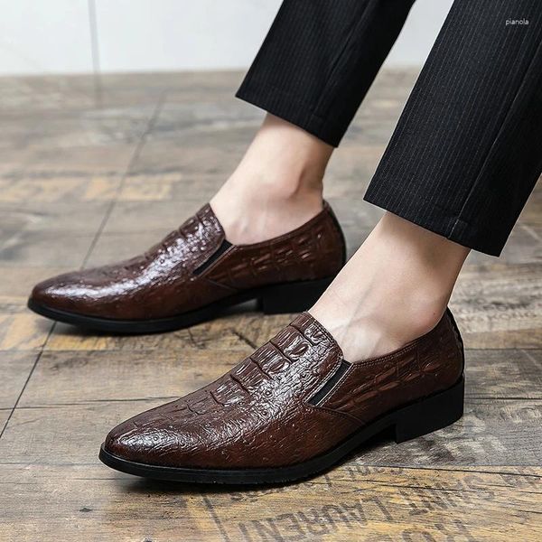 Zapatos informales con patrón de cocodrilo para hombre, mocasines de cuero de moda, artículos de lujo, vestido para negocios de talla grande 38-46