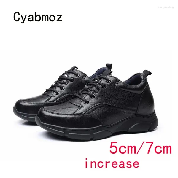 Chaussures décontractées cyabmoz Véritage en cuir Men Hauteur augmentant invisiblement ascenseur 5 cm et 7 cm Lacet Up Outdoor Man Work