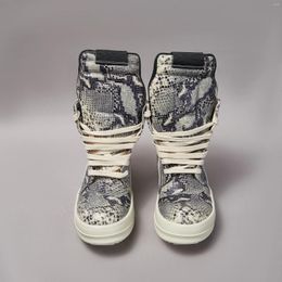 Chaussures décontractées Dekherw Men Shoe High Top Street Femmes Sneaker Qualité Geobasket Python Embossé Cuir Zip Plat Sce-Sole Boot