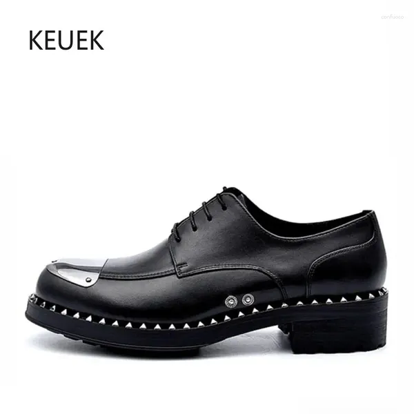 Diseño de zapatos casuales Metal Decorar hombres Derby de alta gama Lace-up Business Designer Luxury Designer Flats 3C