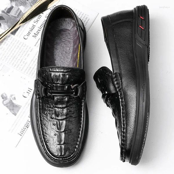 Chaussures de chaussures décontractées Muisseaux à enfiler Hommes Habillez en cuir véritable cuir doux et confortable Business Youth Business Mâle 3C