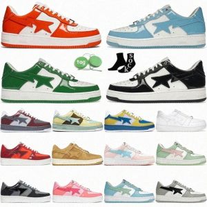 Chaussures décontractées Designer Bapestar Chaussures Casual Low Sk8 pour hommes Baskets en cuir verni Noir Blanc Bleu Camouflage Skateboarding Jogging Sports Star Troxgw