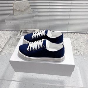 Zapatos casuales diseñador de moda mujeres marina azul marino lienzo de cuero genuino zapatillas de cordón