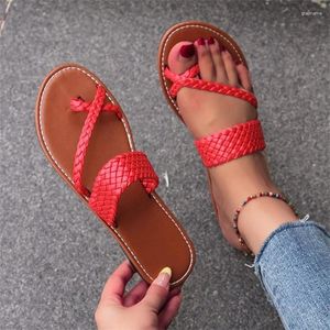 Chaussures décontractées Designer de lacets tissés en corde en 2024 Sandales d'été de haute qualité Discount Femmes Talon bas