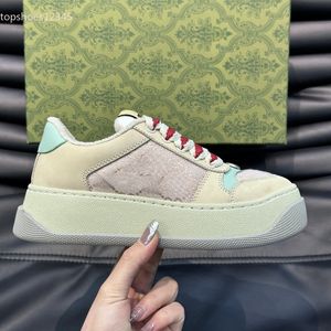 Casual schoenen Designer Sneakers Gu Gicci schoen Multicolor Sneakers Beige Trainers Vintage Luxe Chaussures Ladies Leer Dikke Soled Shoes Sneaker