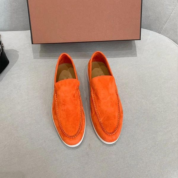 Chaussures décontractées Sneakers de créateurs Mocasines pour femmes 2024 Muisseurs de luxe en cuir en cuir noir de luxe femme marque de haute qualité orange